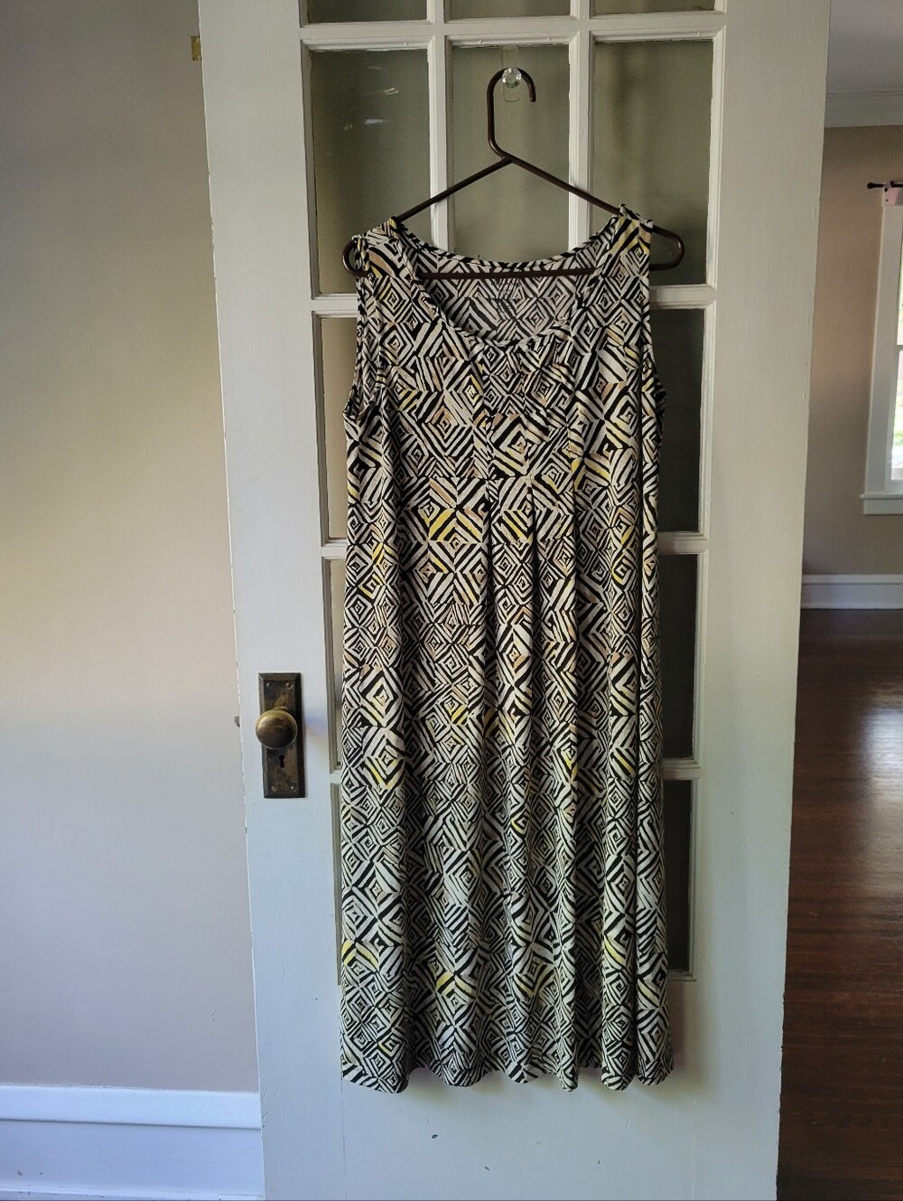 White Stag Geometric Maxi Dress Size XXL Sleeveless Diamond Abstract Vintage